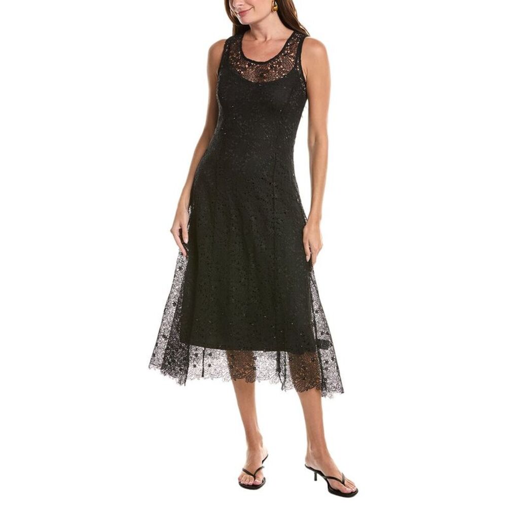 Johnny Was Womens Vanti Lace Midi Dress, Black